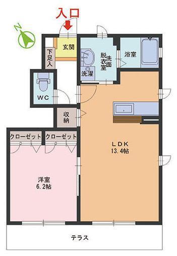 WINDS COURT(1LDK/1階)の間取り写真