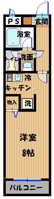 第二中村マンション(1K/2階)の間取り写真