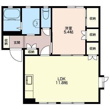 長谷戸ハイツB(1LDK/1階)の間取り写真