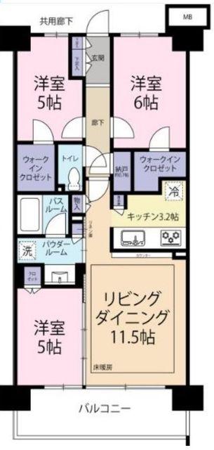 シティテラス越谷レイクタウン(3LDK/8階)の間取り写真