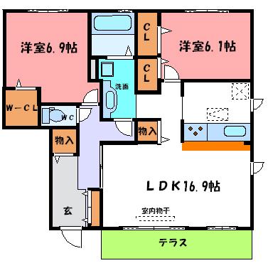 デルニエコート(2LDK/1階)の間取り写真