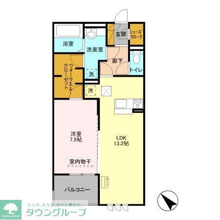 リシェス II(1LDK/1階)の間取り写真