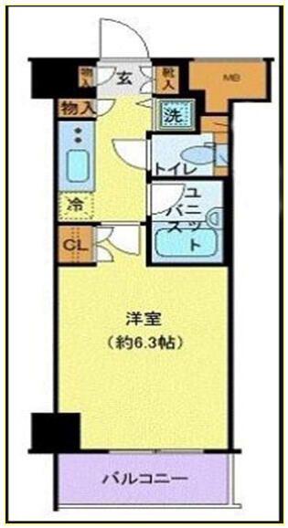 パレステュディオ南麻布(1K/4階)の間取り写真
