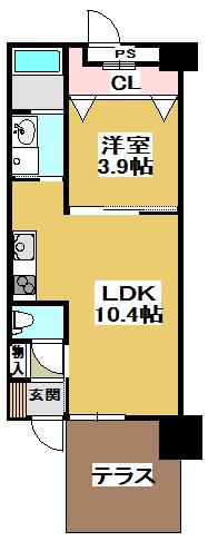 サウスヒルズ(1LDK/1階)の間取り写真