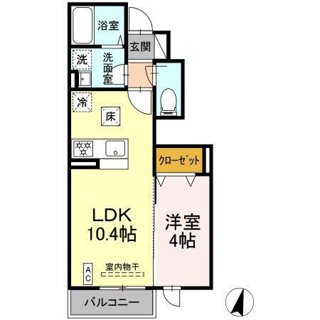 クレール光丘A(1LDK/1階)の間取り写真