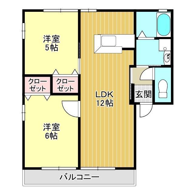 レトアRAINBOW(2LDK/1階)の間取り写真