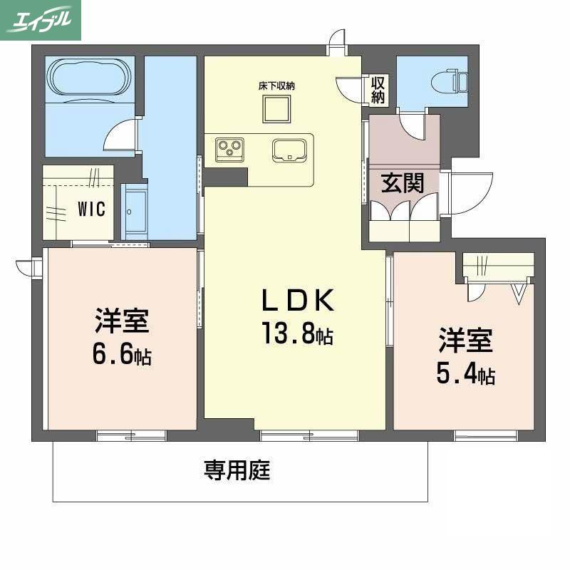 グランツ野田(2LDK/1階)の間取り写真