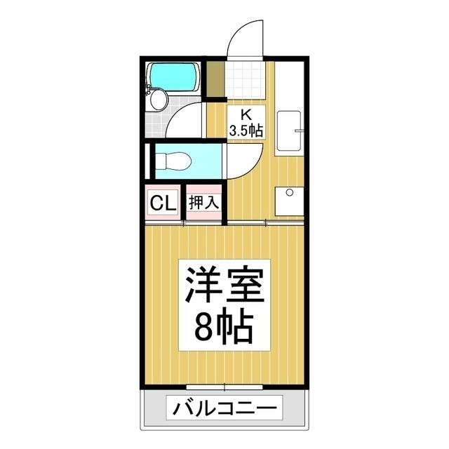 サンフラワーC棟(1K/2階)の間取り写真
