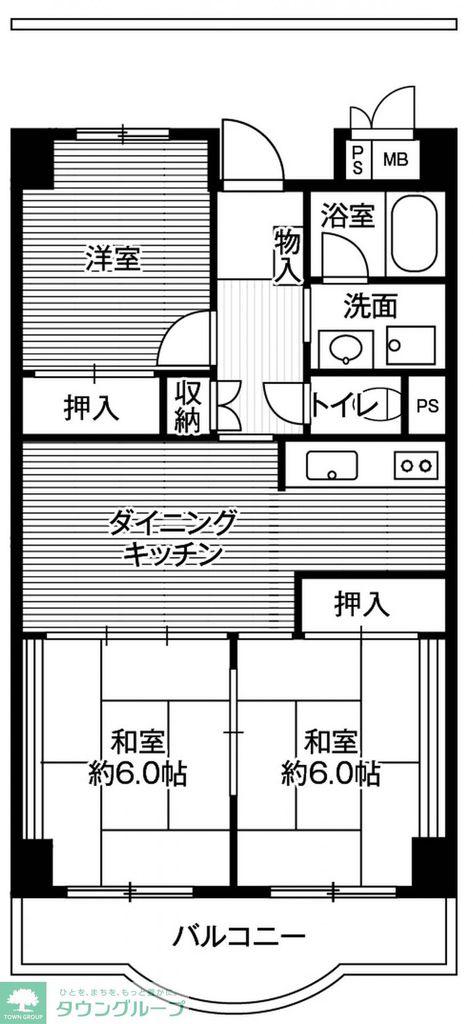 ビレッジハウス芝浦タワー 1号棟(3DK/5階)の間取り写真