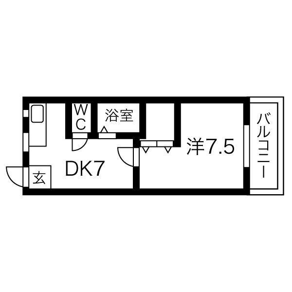 第1下前マンション(1DK/4階)の間取り写真