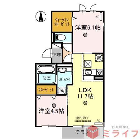 アイボヌール(2LDK/1階)の間取り写真