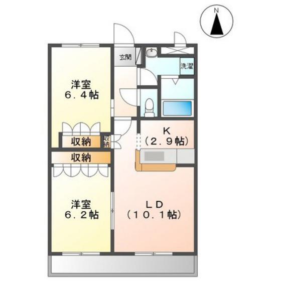 若葉町和(2LDK/2階)の間取り写真