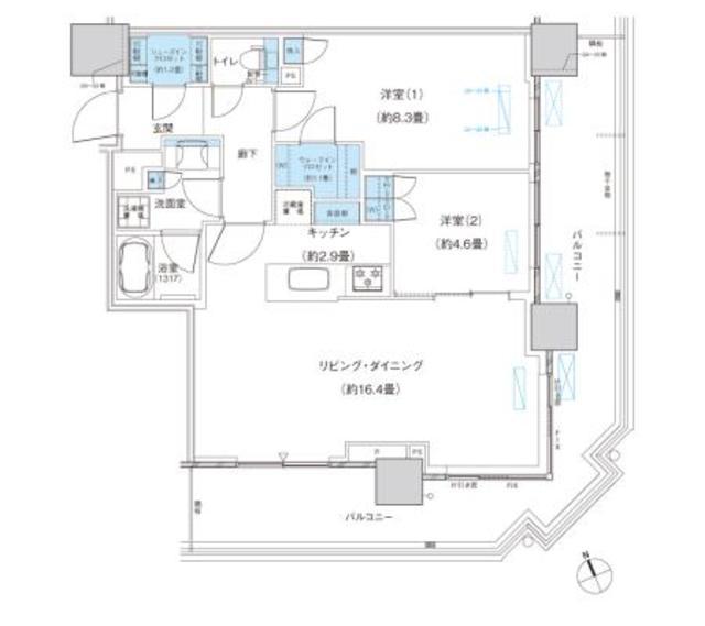 パークシティ柏の葉キャンパス ザ・ゲートタワー ウエスト(2LDK/32階)の間取り写真