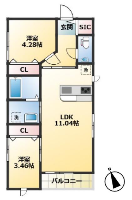 アーツ駒込(2LDK/2階)の間取り写真