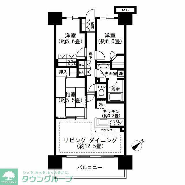 ウェリス南流山(3LDK/7階)の間取り写真