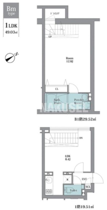 LEGALAND祐天寺(1LDK/1階)の間取り写真