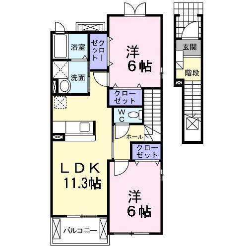ミルトブリーゼ(2LDK/2階)の間取り写真