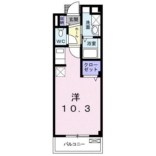 エステート・レイIII(ワンルーム/2階)の間取り写真