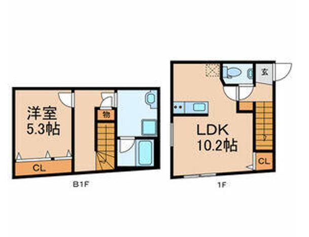 HJプレイス高田馬場(1LDK/B1階)の間取り写真
