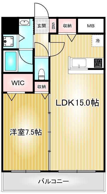 地下鉄名城線 東別院駅 徒歩6分 12階建 築20年(1LDK/3階)の間取り写真