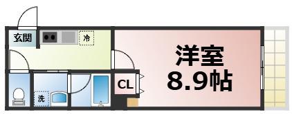 レクラン深江南(1K/3階)の間取り写真