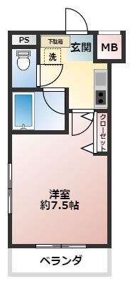 アポテッケン鳴尾(1K/3階)の間取り写真
