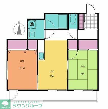 LANDSITZ平塚(2LDK/4階)の間取り写真