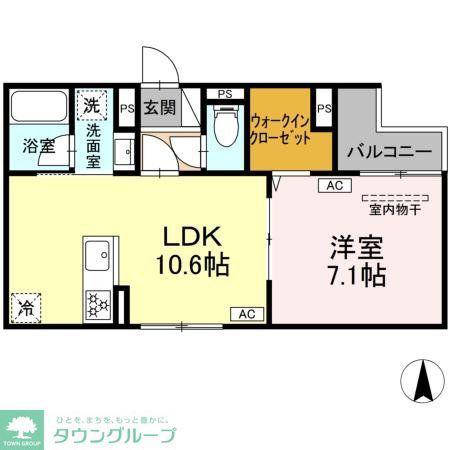 セレスティア大谷田III(1LDK/2階)の間取り写真