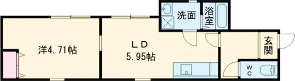 アイリハイツ(1DK/1階)の間取り写真
