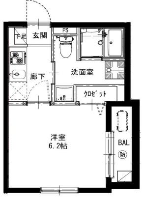 グランフェリオ川口(1K/2階)の間取り写真