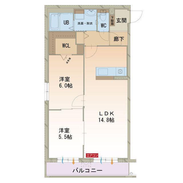 CHIEN AMOUR(2LDK/1階)の間取り写真