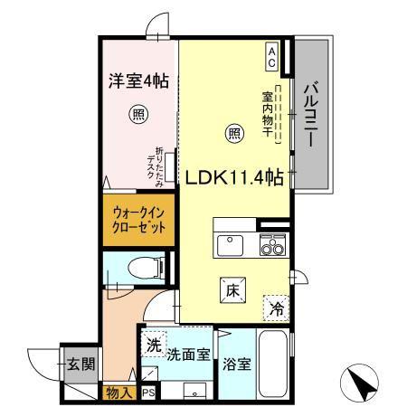 カーサ・デ・津森(1LDK/1階)の間取り写真