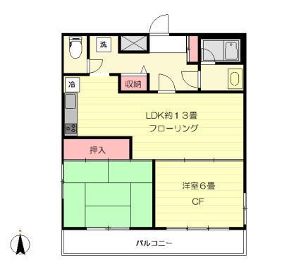 サンハイツ哲学堂(2LDK/2階)の間取り写真