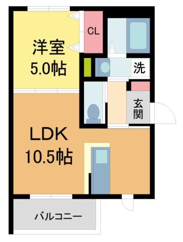 リュネ甲子園(1LDK/2階)の間取り写真