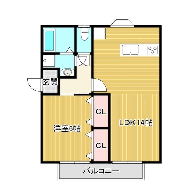 セゾン笑夢II(1LDK/1階)の間取り写真