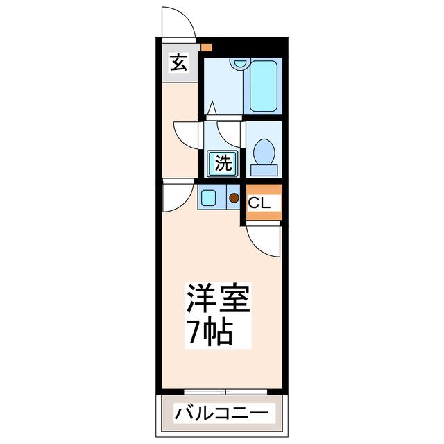 サンシティ熊本駅春日(ワンルーム/2階)の間取り写真