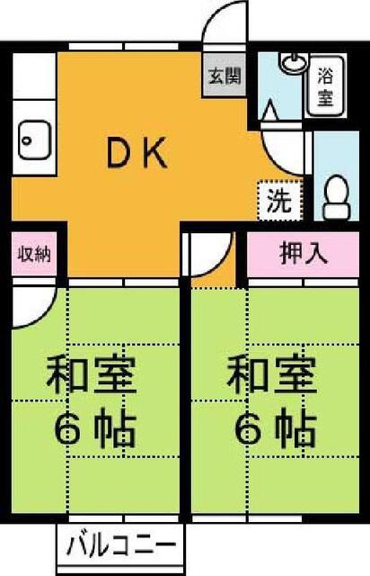 パールハイツ(2DK/2階)の間取り写真