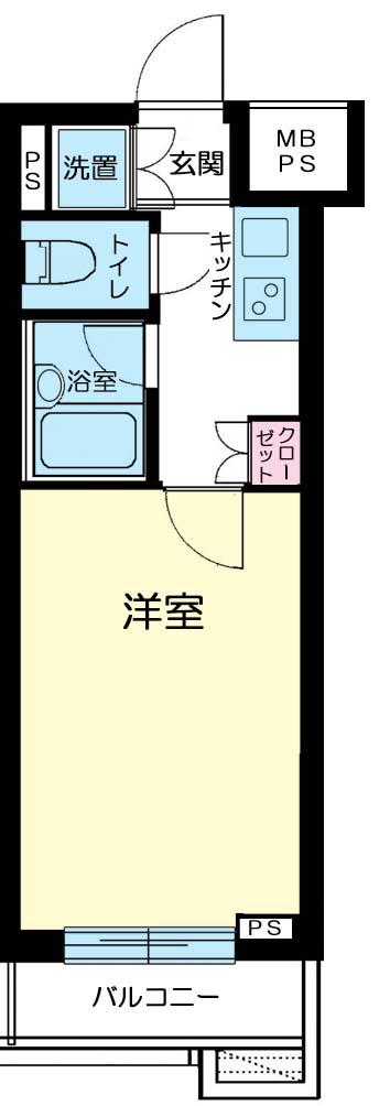 ルーブル高田馬場(1K/3階)の間取り写真