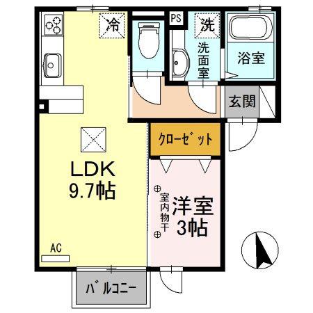 ロイヤルテラス B(1LDK/1階)の間取り写真