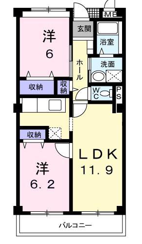 フォレスト湘南(2LDK/3階)の間取り写真