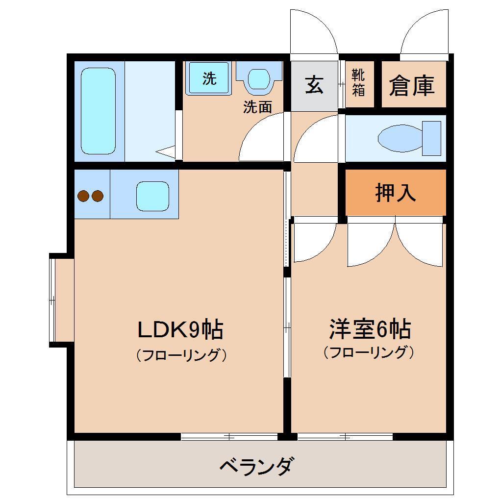 ファンタジーハウス2号館(1LDK/1階)の間取り写真