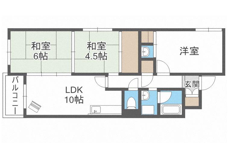 メゾンド西野(3LDK/1階)の間取り写真