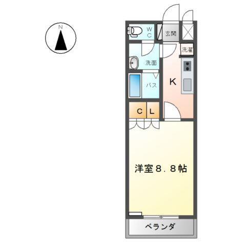 フェアリールージュC(1K/1階)の間取り写真