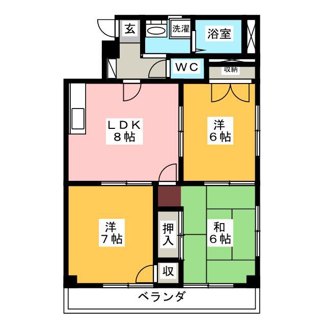 第3本多ビル(3DK/2階)の間取り写真