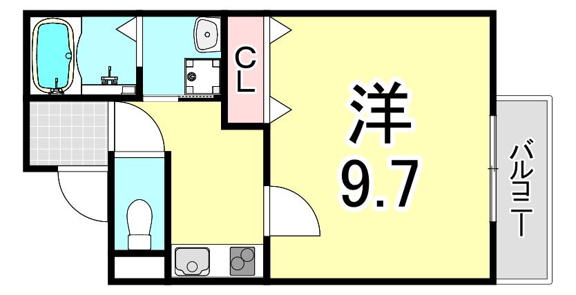 フジパレス武庫川公園(1K/1階)の間取り写真