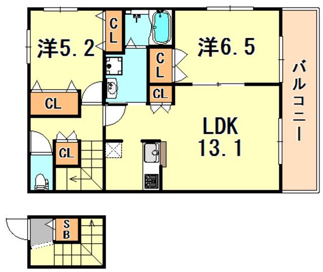 MAISON KANNADE(2LDK/2階)の間取り写真