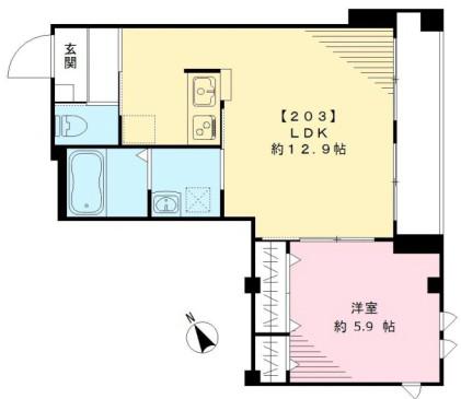 ラシーネ西片(1LDK/2階)の間取り写真
