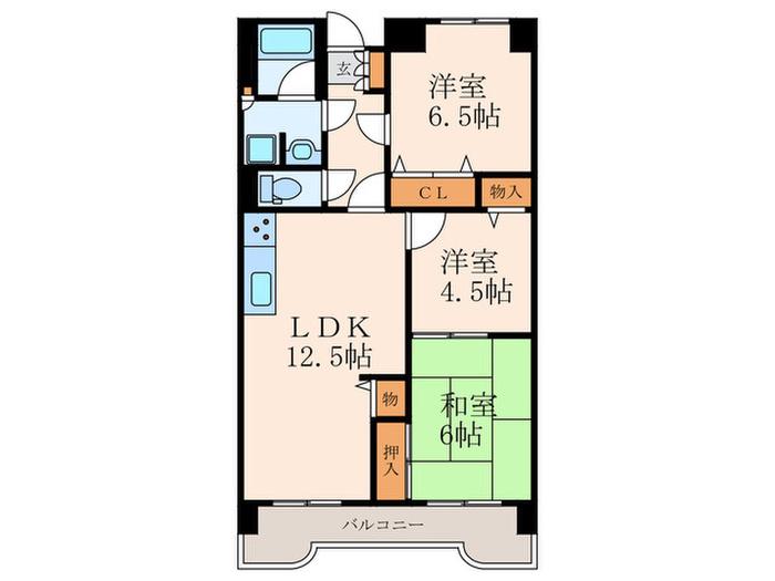 ライオンズマンション小倉駅南(3LDK/4階)の間取り写真