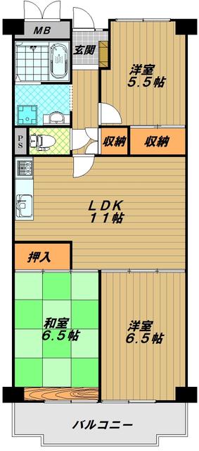 ニューライフ白川台(3LDK/7階)の間取り写真