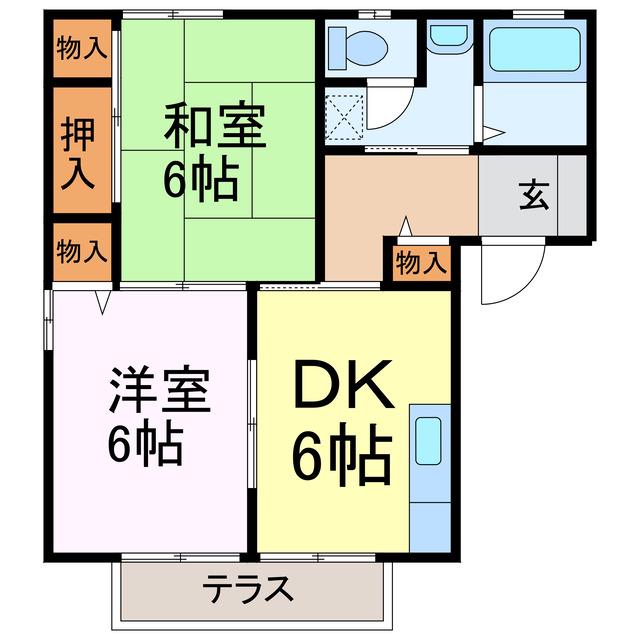 メルベーユ小倉(2DK/2階)の間取り写真